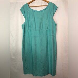 Cato Aqua Cap-Sleeve Midi Sheath Linen Dress 
Size 20 W